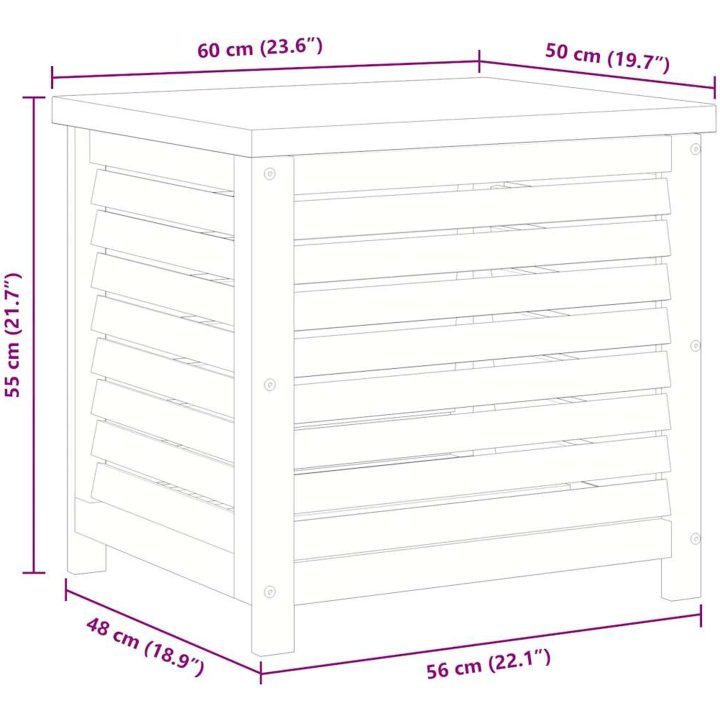 Dynbox massivt eukalyptusträ vidaXL 60 x 50 x 55 cm – bild 9