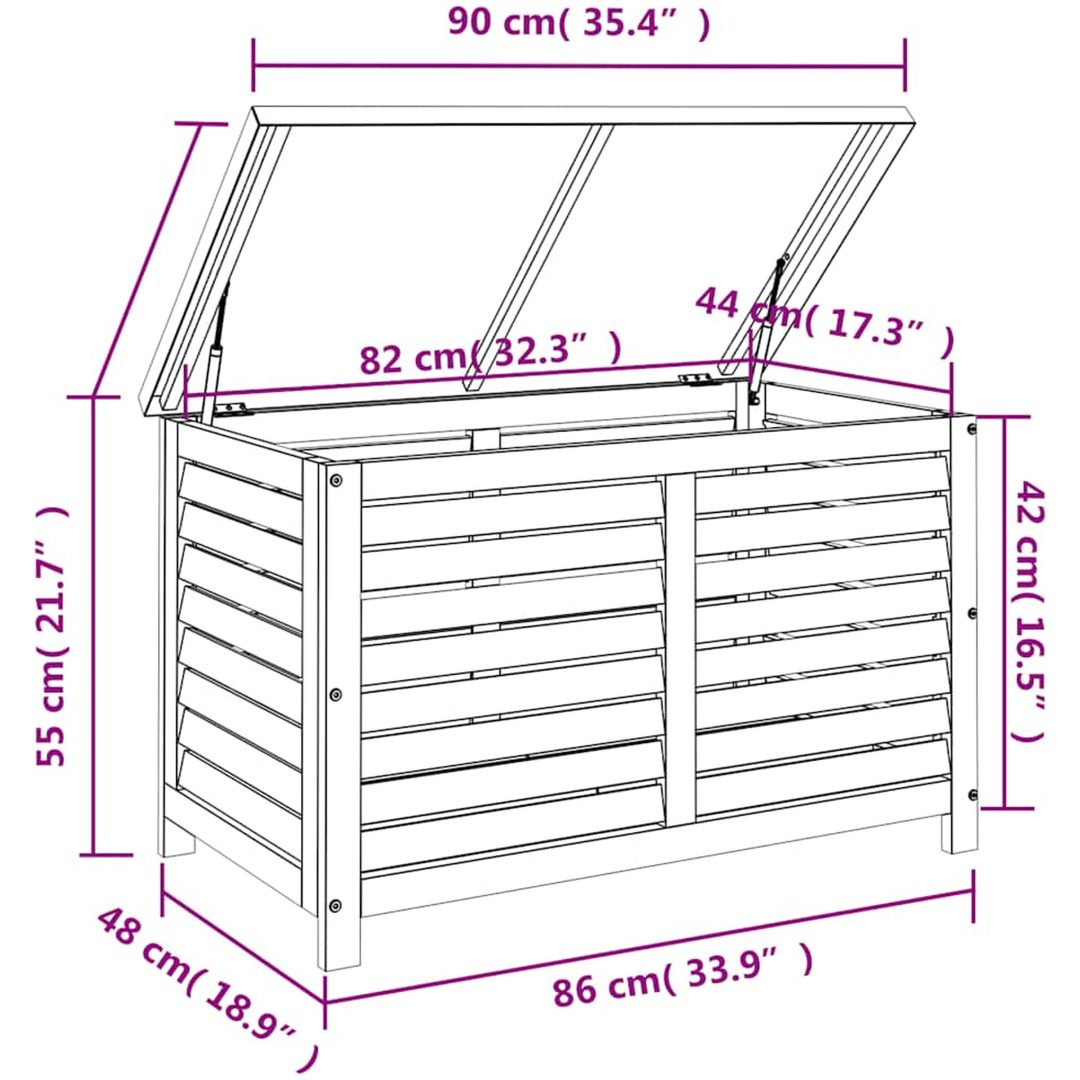 Dynbox massivt eukalyptusträ vidaXL 90 x 48 x 55 cm – bild 9