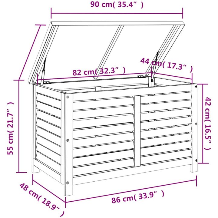 Dynbox massivt eukalyptusträ vidaXL 90 x 48 x 55 cm – bild 9