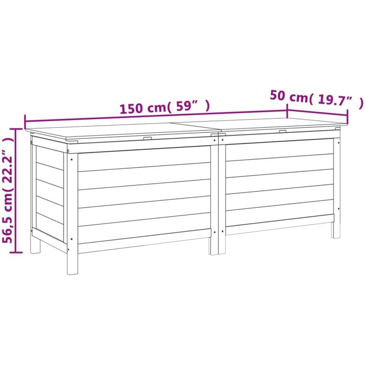 Dynbox massivt granträ vidaXL 150 x 50 x 56.5 cm – bild 8