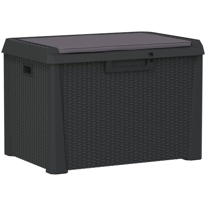 Dynbox med sittdyna antracit 125 l PP vidaXL – bild 2