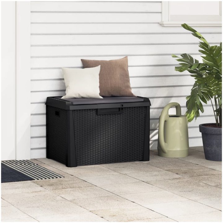 Dynbox med sittdyna antracit 125 l PP vidaXL – bild 3