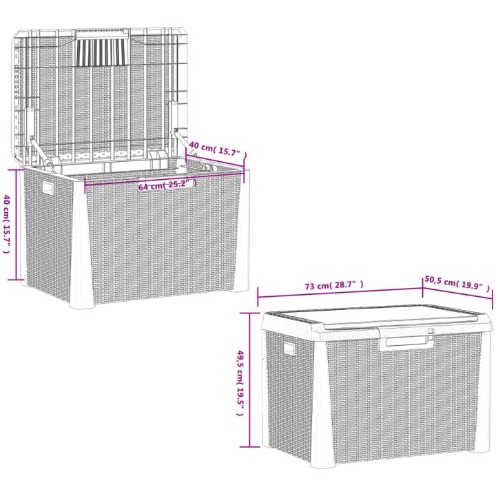 Dynbox med sittdyna antracit 125 l PP vidaXL – bild 10