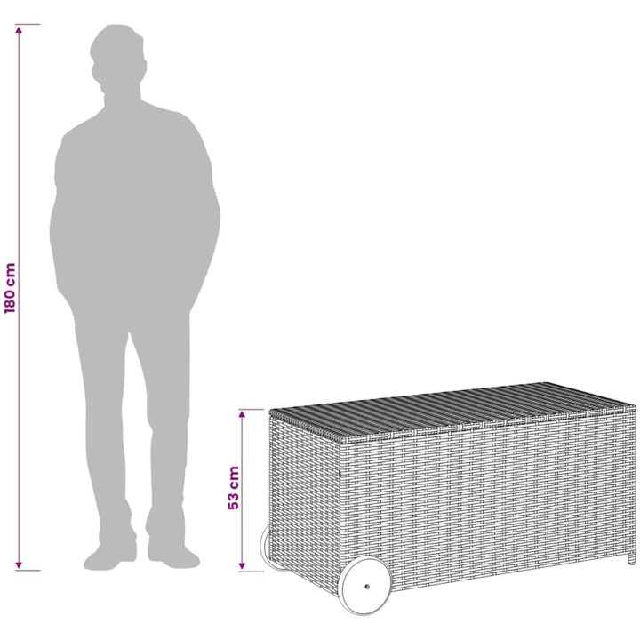 Dynbox på hjul brun 190L konstrottning vidaXL 107 x 55 x 50/53 cm – bild 11