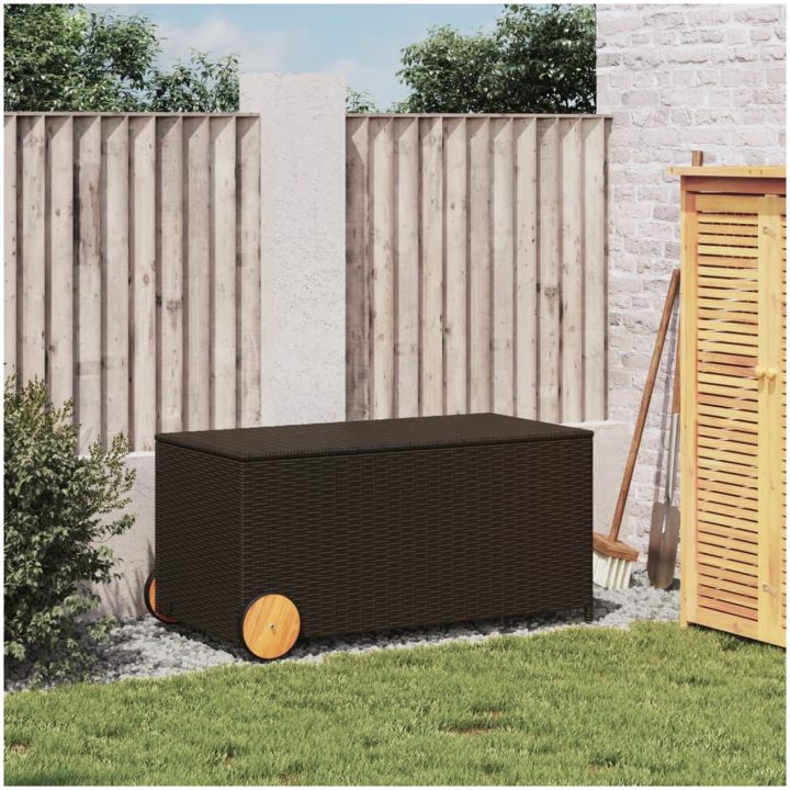 Dynbox på hjul brun 190L konstrottning vidaXL 107 x 55 x 50/53 cm – bild 3