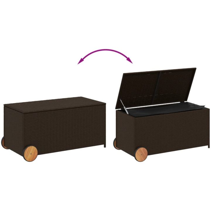 Dynbox på hjul brun 190L konstrottning vidaXL 107 x 55 x 50/53 cm – bild 7