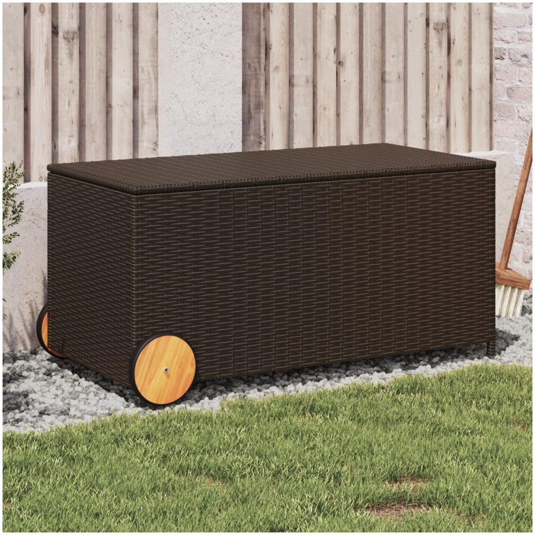 Dynbox på hjul brun 190L konstrottning vidaXL 107 x 55 x 50/53 cm