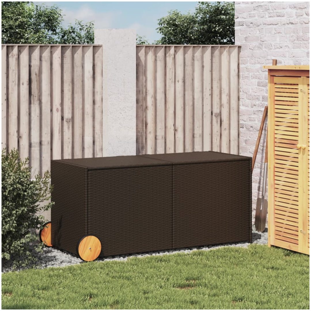 Dynbox på hjul brun 283L konstrottning vidaXL 127 x 55 x 56/59.5 cm – bild 3