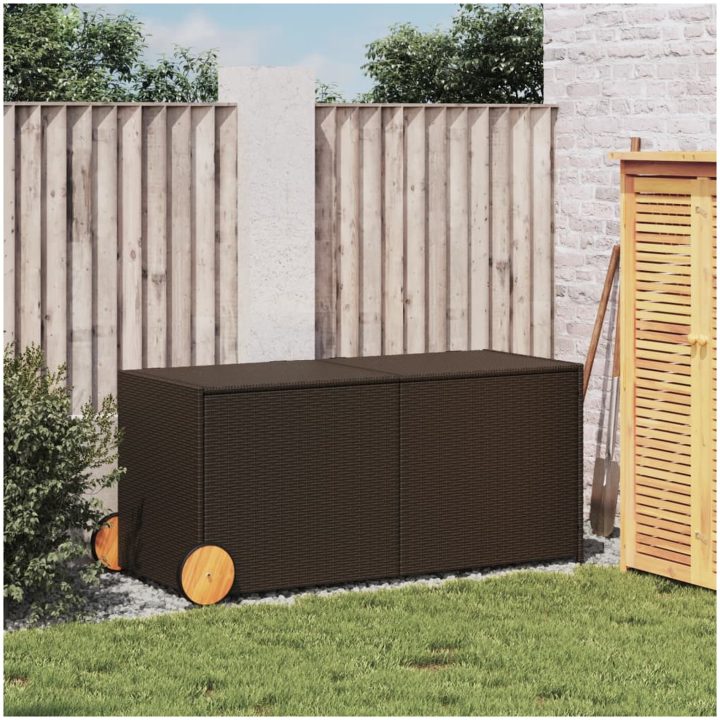 Dynbox på hjul brun 283L konstrottning vidaXL 127 x 55 x 56/59.5 cm – bild 3