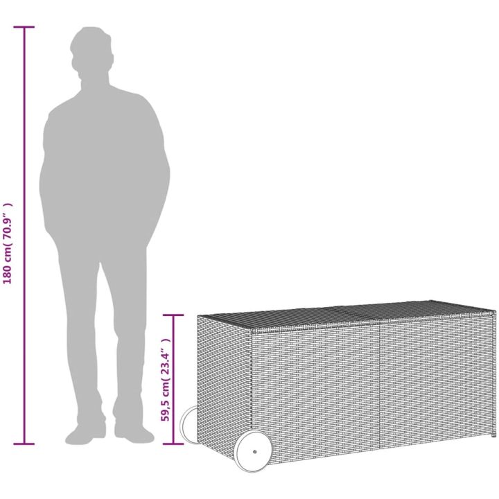 Dynbox på hjul brun 283L konstrottning vidaXL 127 x 55 x 56/59.5 cm – bild 10