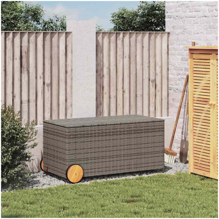 Dynbox på hjul grå 190L konstrottning vidaXL 107 x 55 x 50/53 cm – bild 3