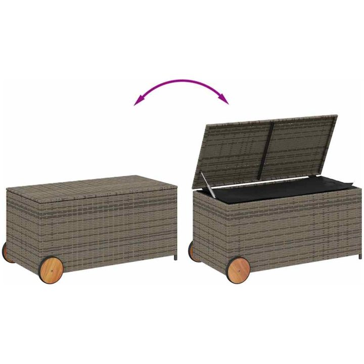 Dynbox på hjul grå 190L konstrottning vidaXL 107 x 55 x 50/53 cm – bild 7
