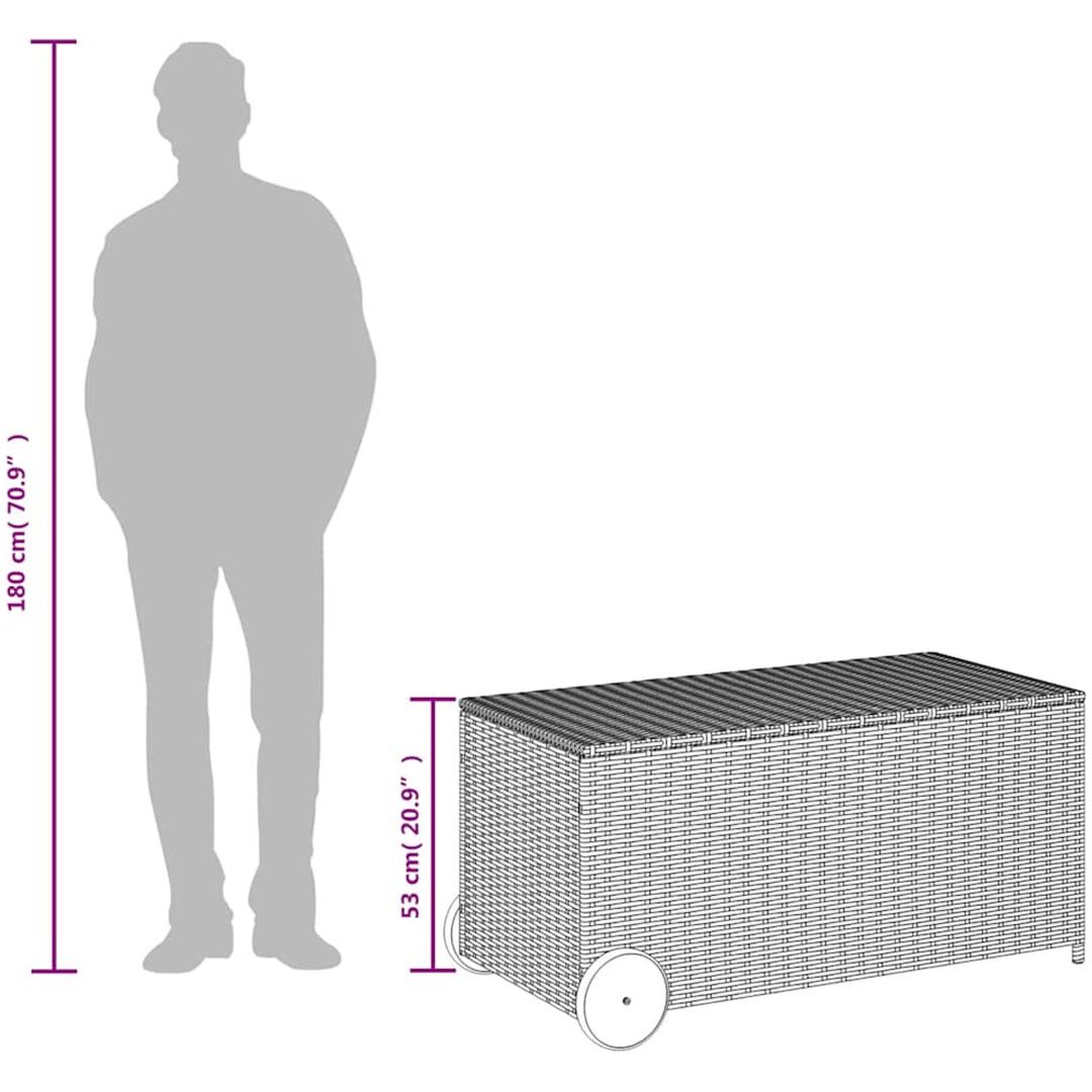 Dynbox på hjul grå 190L konstrottning vidaXL 107 x 55 x 50/53 cm – bild 10