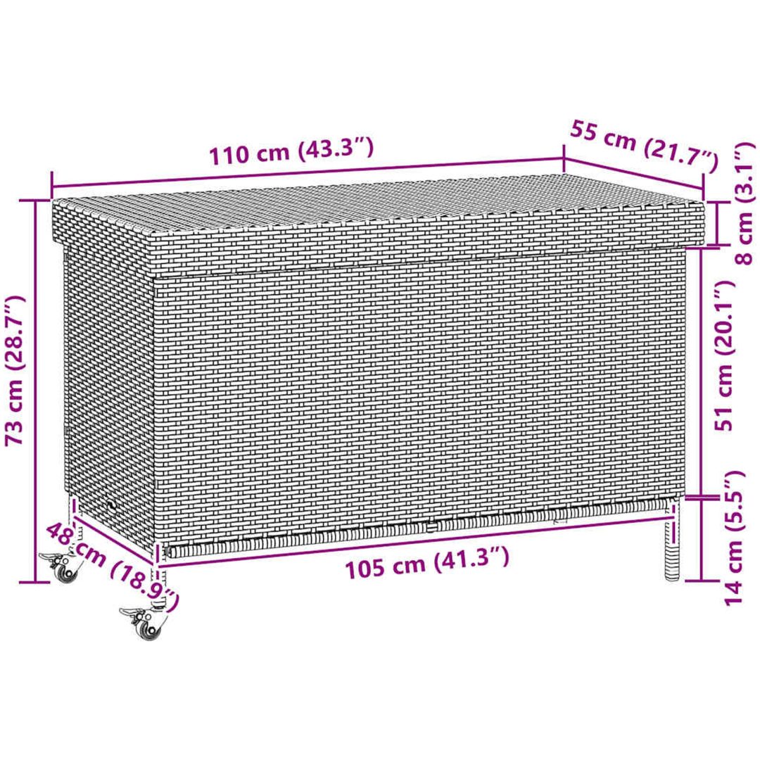 Dynbox på hjul grå konstrottning vidaXL 110 x 55 x 73 cm – bild 11