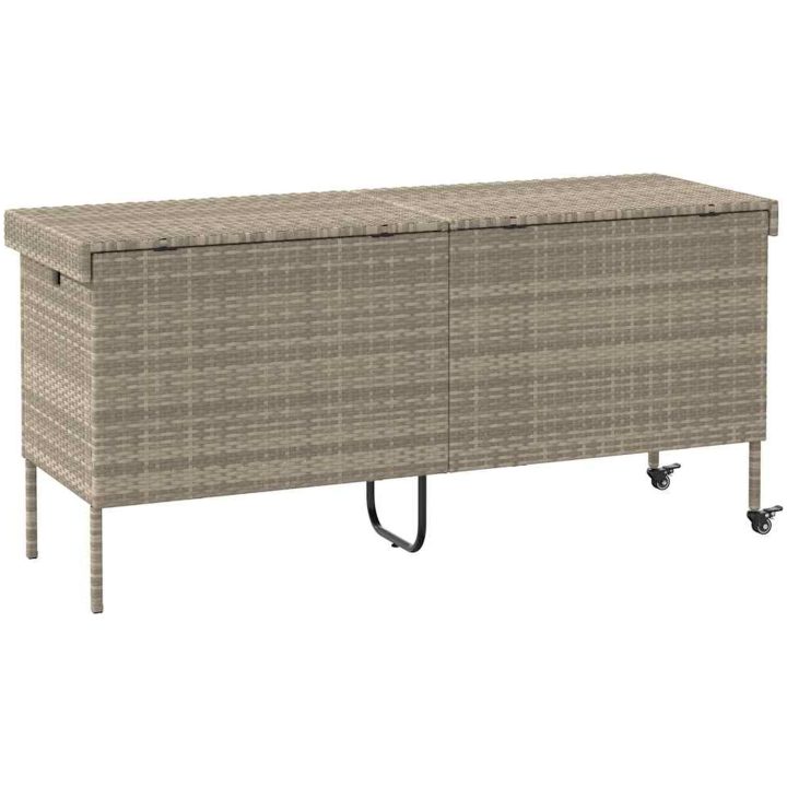 Dynbox på hjul ljusgrå konstrottning vidaXL 160 x 55 x 75 cm – bild 6