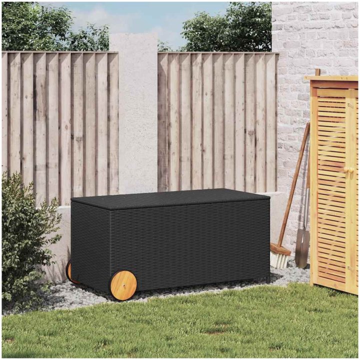 Dynbox på hjul svart 190L konstrottning vidaXL 107 x 55 x 50/53 cm – bild 3
