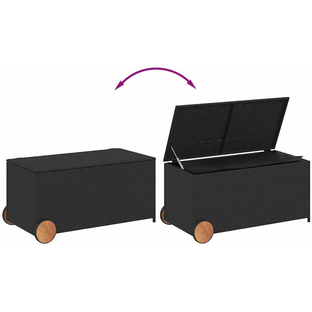 Dynbox på hjul svart 190L konstrottning vidaXL 107 x 55 x 50/53 cm – bild 7