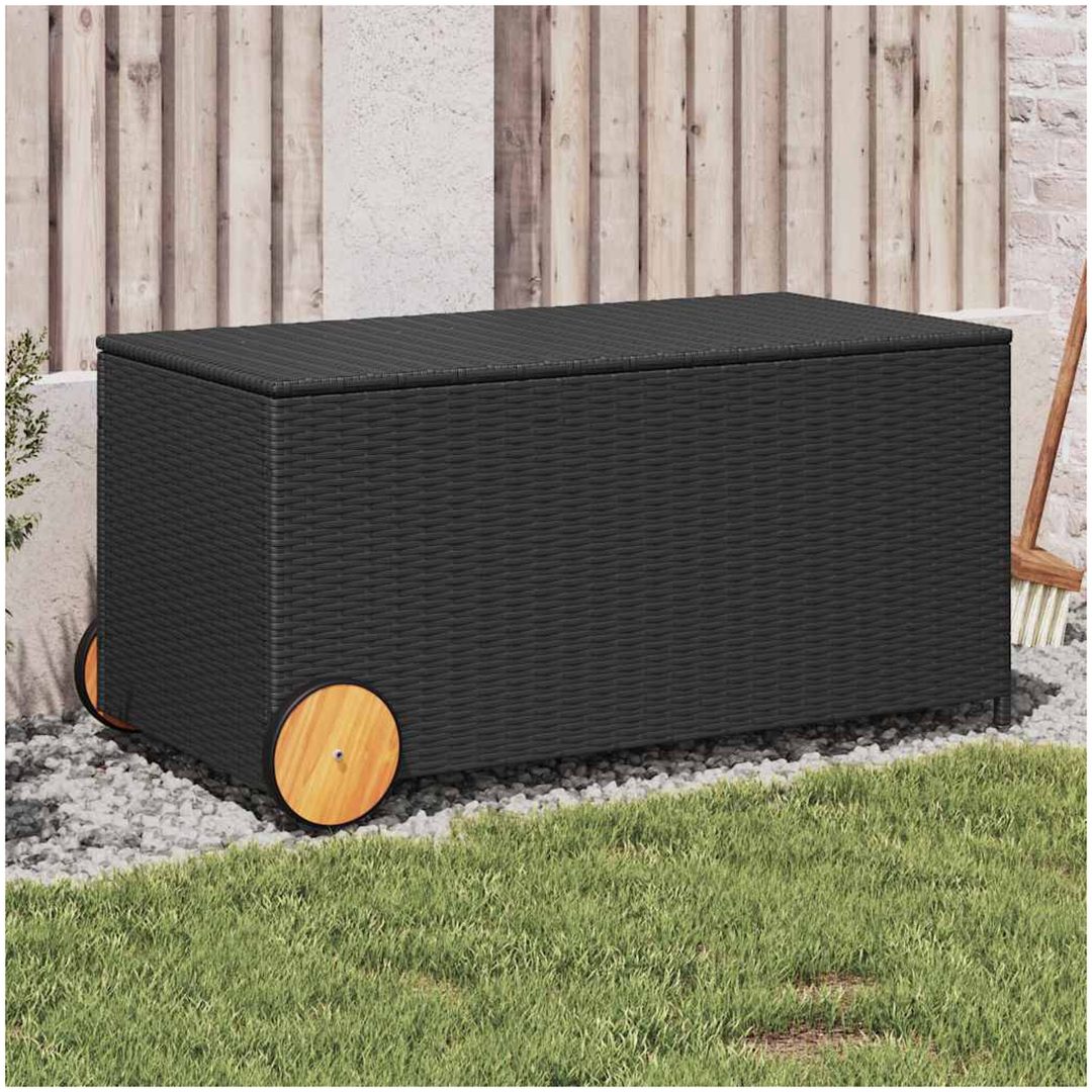 Dynbox på hjul svart 190L konstrottning vidaXL 107 x 55 x 50/53 cm