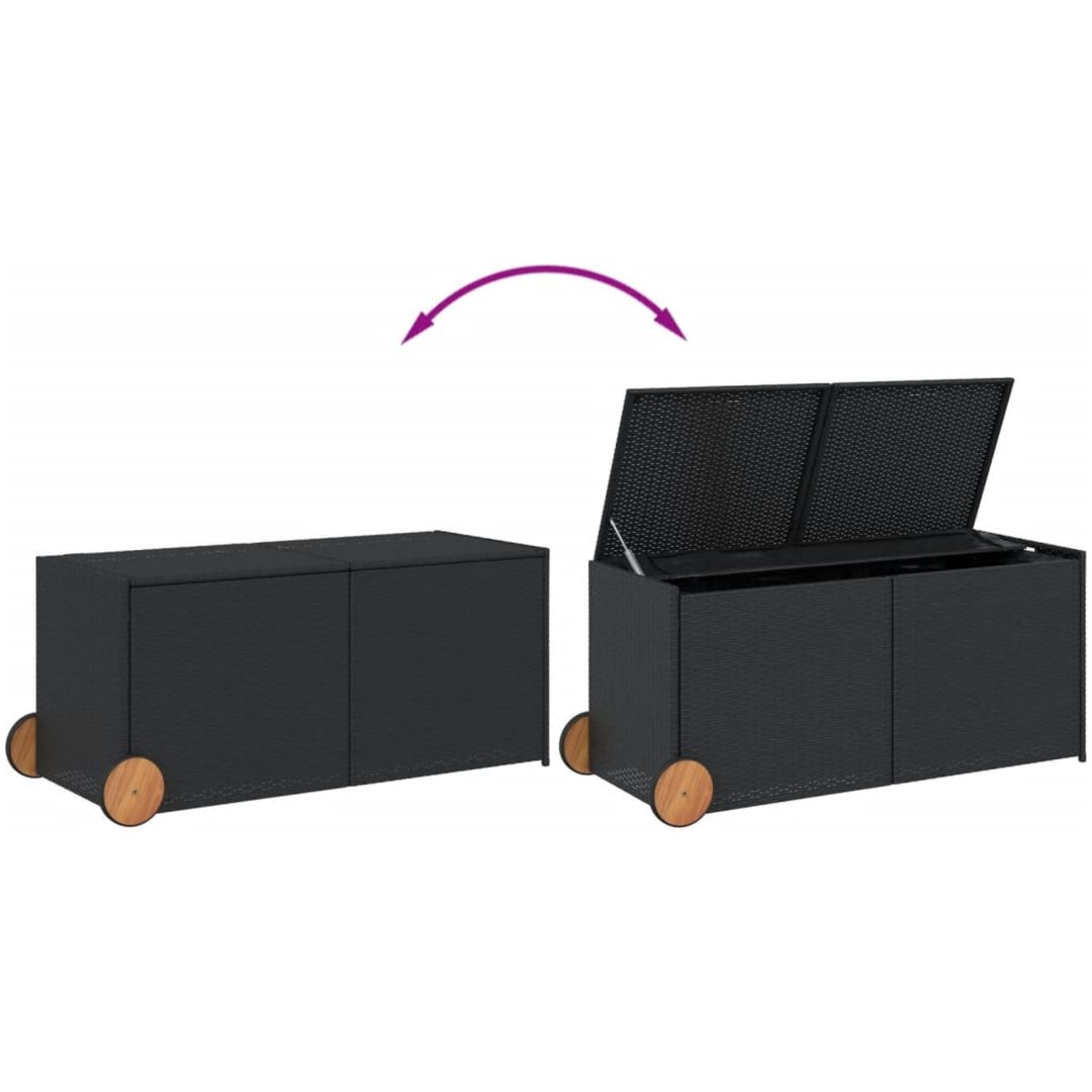 Dynbox på hjul svart 283L konstrottning vidaXL 127 x 55 x 56/59.5 cm – bild 7