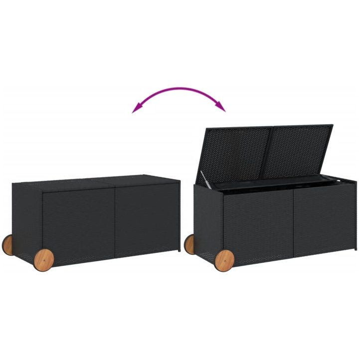 Dynbox på hjul svart 283L konstrottning vidaXL 127 x 55 x 56/59.5 cm – bild 7