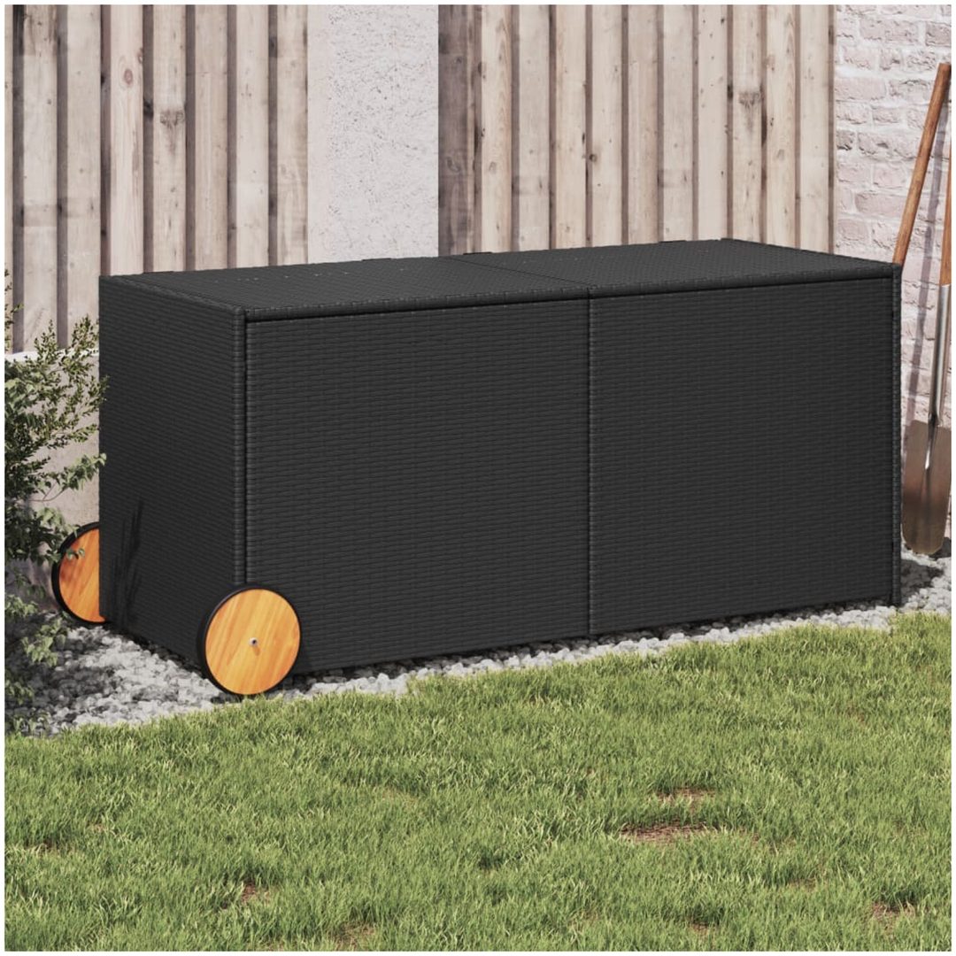 Dynbox på hjul svart 283L konstrottning vidaXL 127 x 55 x 56/59.5 cm