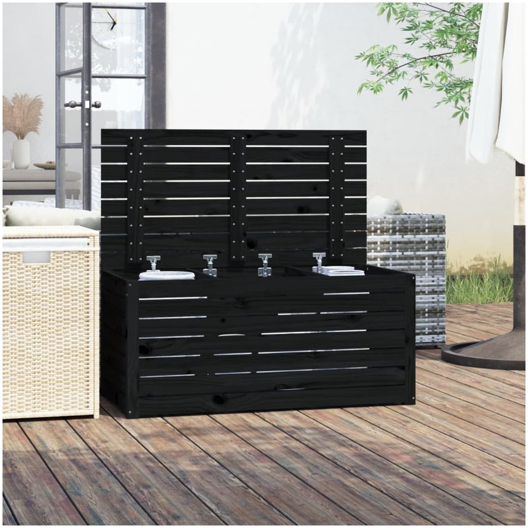Dynbox svart massiv furu vidaXL 101 x 50.5 x 46.5 cm – bild 3