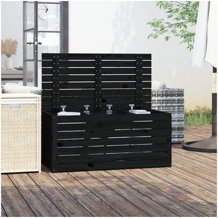 Dynbox svart massiv furu vidaXL 101 x 50.5 x 46.5 cm – bild 3