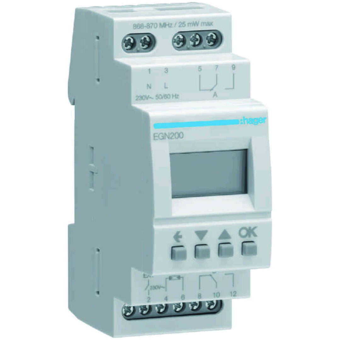 EGN200 Kopplingsur 2-kanaler BLE+RF Hager