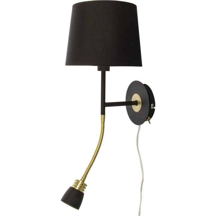 Eketorp Vägglampa, Svart/mässing ANETA HOME Svart /Matt Mässing – bild 3
