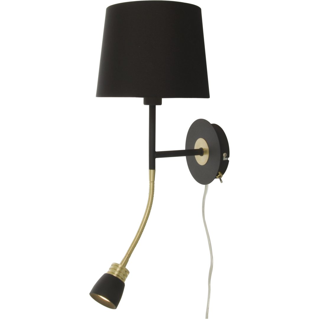 Eketorp Vägglampa, Svart/mässing ANETA HOME Svart /Matt Mässing