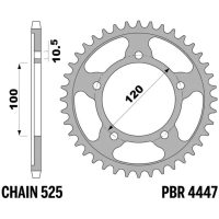 EK/PBR Chain kit 525 MVXZ2 - 16/41-110 - Steel Reinforced Rear Sprocket