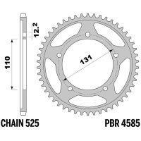 EK/PBR Chain kit 525 MVXZ2 - 17/45-120 - Steel Reinforced Rear Sprocket