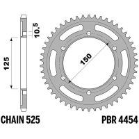 EK/PBR Chain kit 525 Z/3D - 17/42-120 - Steel Standard Rear Sprocket