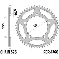 EK/PBR Chain kit 525 Z/3D - 18/44-120 - Steel Standard Rear Sprocket