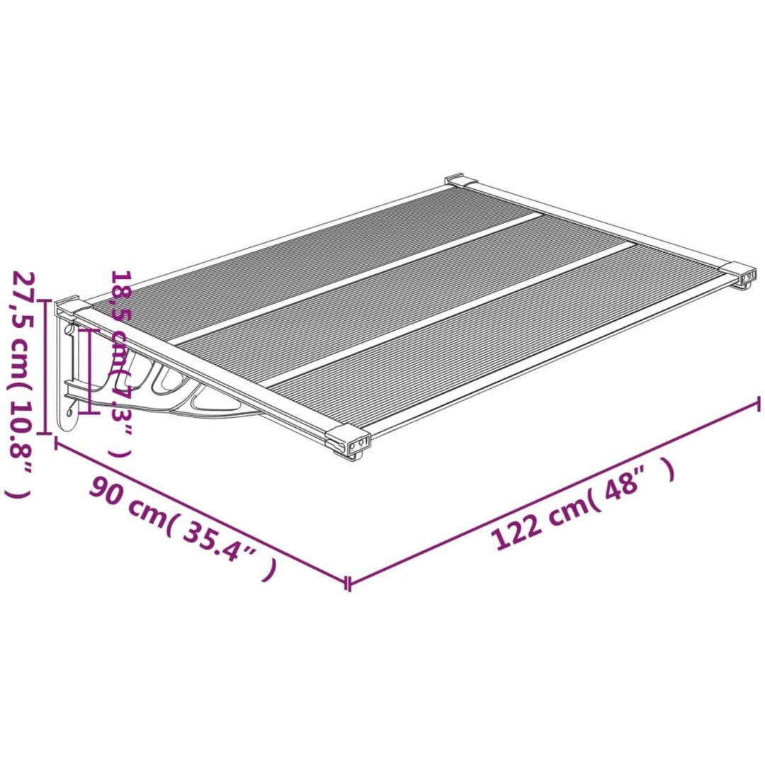Entrétak grå och transparent polykarbonat vidaXL 122 x 90 cm – bild 6