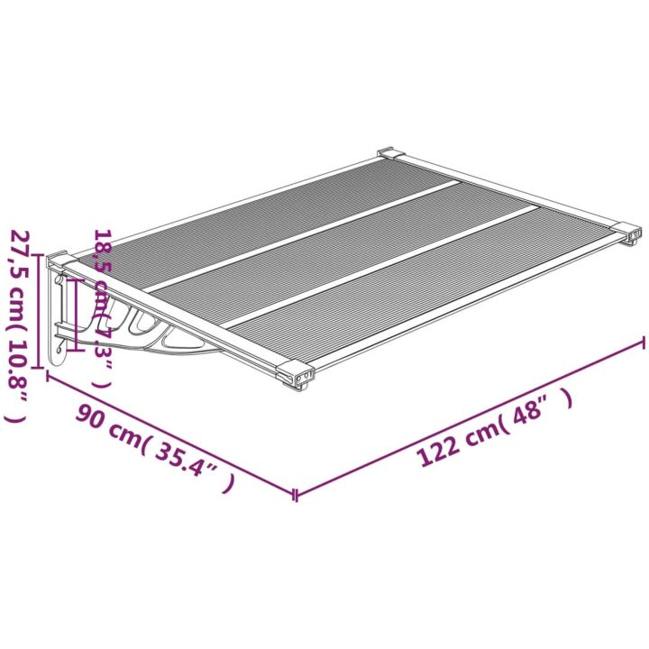 Entrétak grå och transparent polykarbonat vidaXL 122 x 90 cm – bild 6