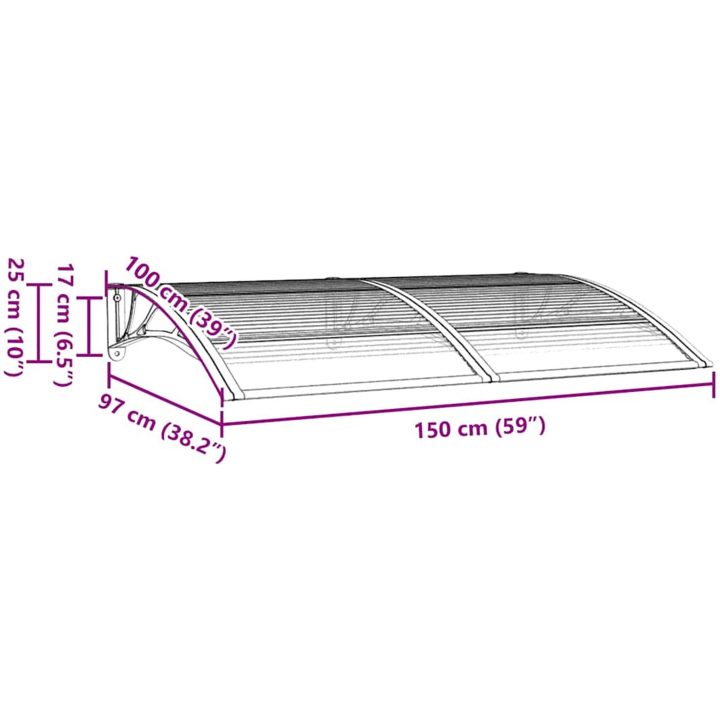 Entrétak grå polykarbonat vidaXL 150 x 100 cm – bild 7