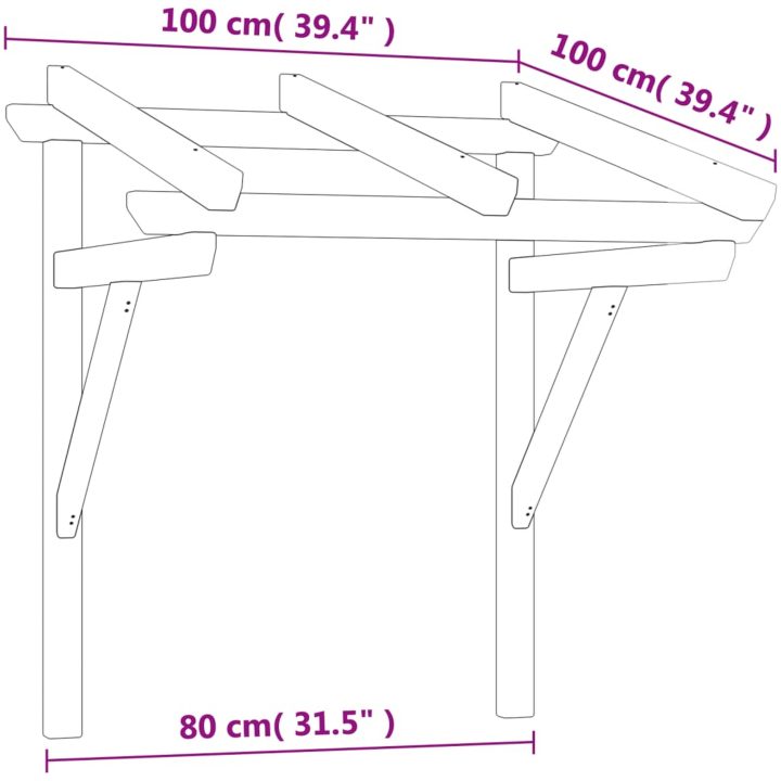 Entrétak impregnerad massiv furu vidaXL 100 x 100 x 80 cm – bild 7