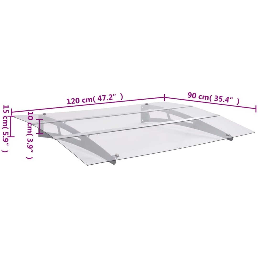 Entrétak silver och transparent polykarbonat vidaXL 120 x 90 cm – bild 6