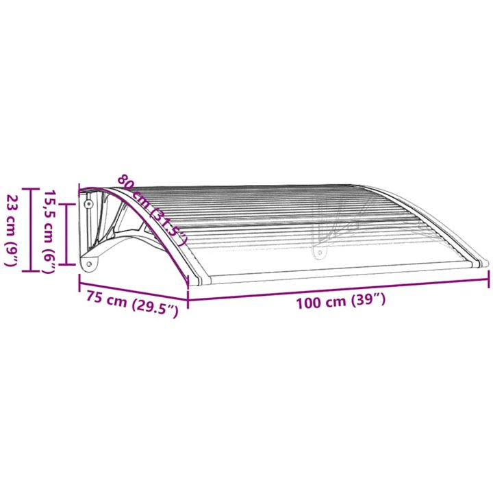Entrétak svart 100x75 cm polykarbonat vidaXL 80 x 100 cm – bild 7
