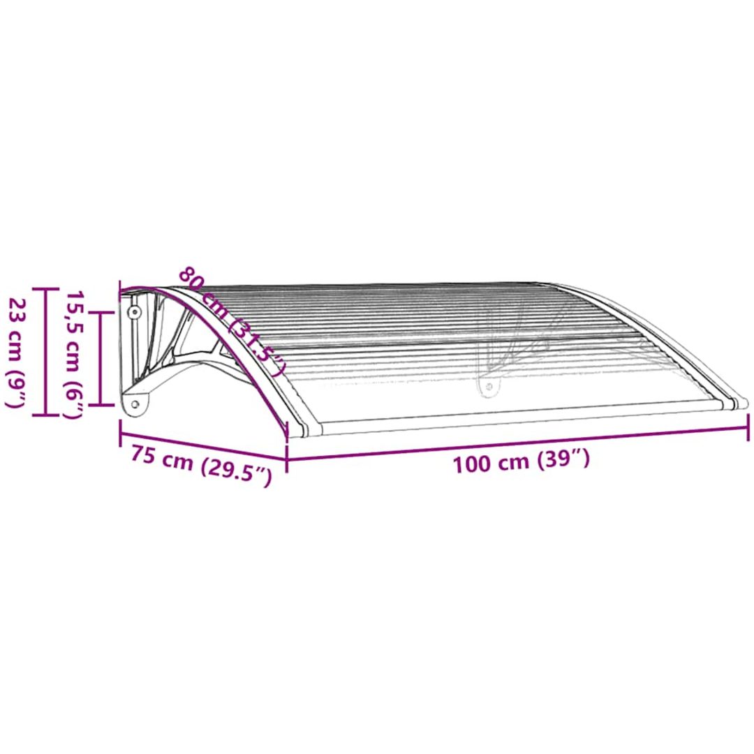Entrétak svart och transparent 100x75 cm polykarbonat vidaXL N/a – bild 7