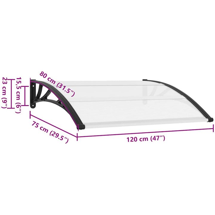 Entrétak svart och transparent 120x75 cm PC vidaXL 120 x 80 cm – bild 8