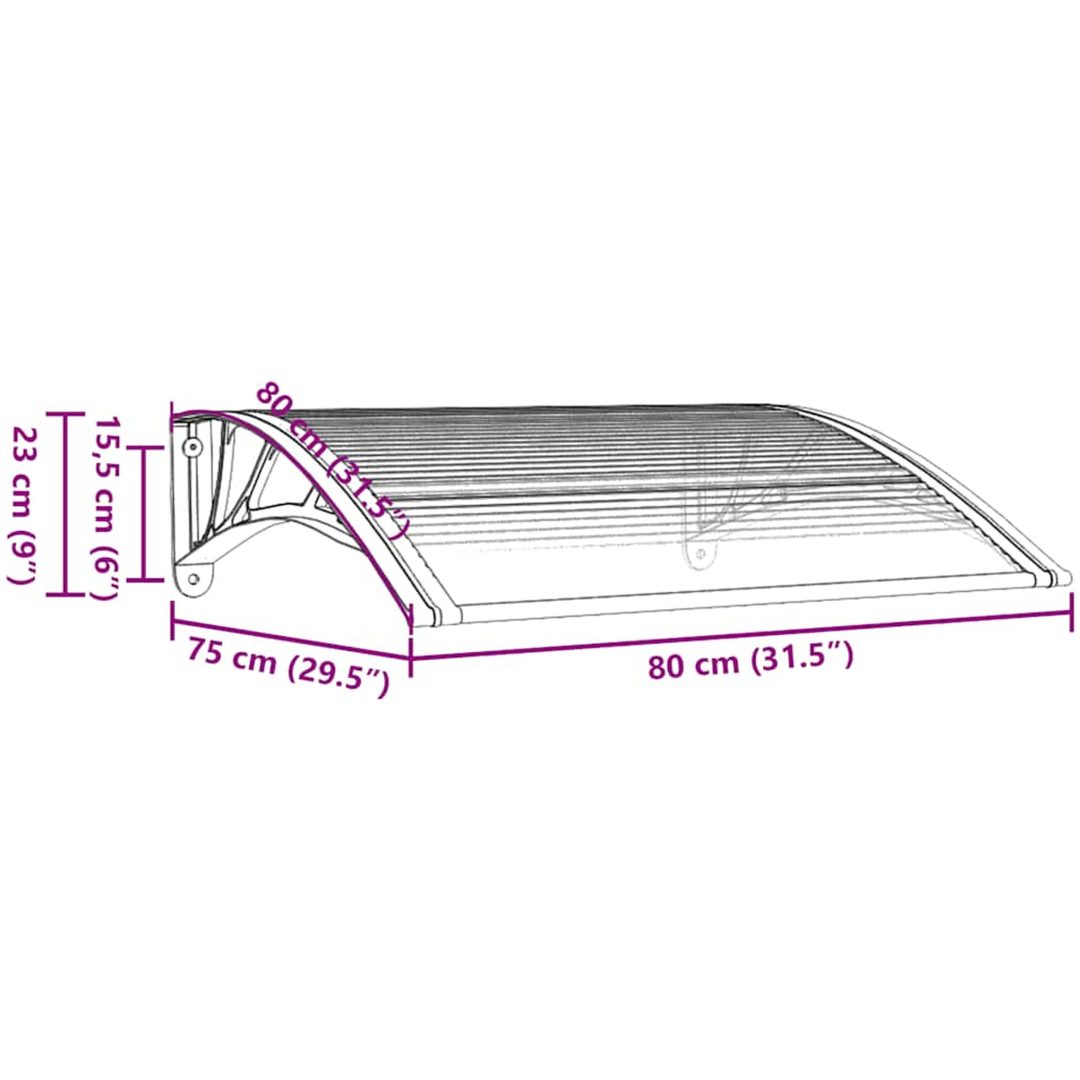 Entrétak svart och transparent 80x75 cm polykarbonat vidaXL N/a – bild 7