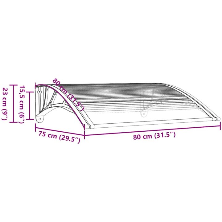 Entrétak svart och transparent 80x75 cm polykarbonat vidaXL N/a – bild 7