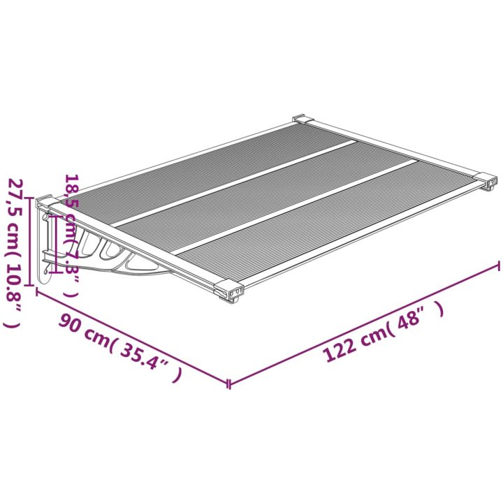 Entrétak svart och transparent polykarbonat vidaXL 122 x 90 cm – bild 6