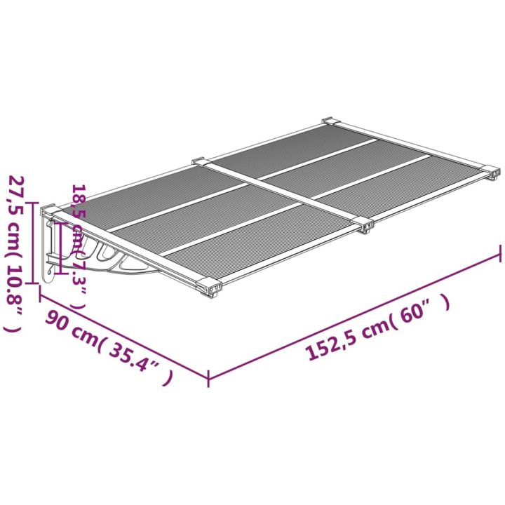 Entrétak svart polykarbonat vidaXL 152.5 x 90 cm – bild 6