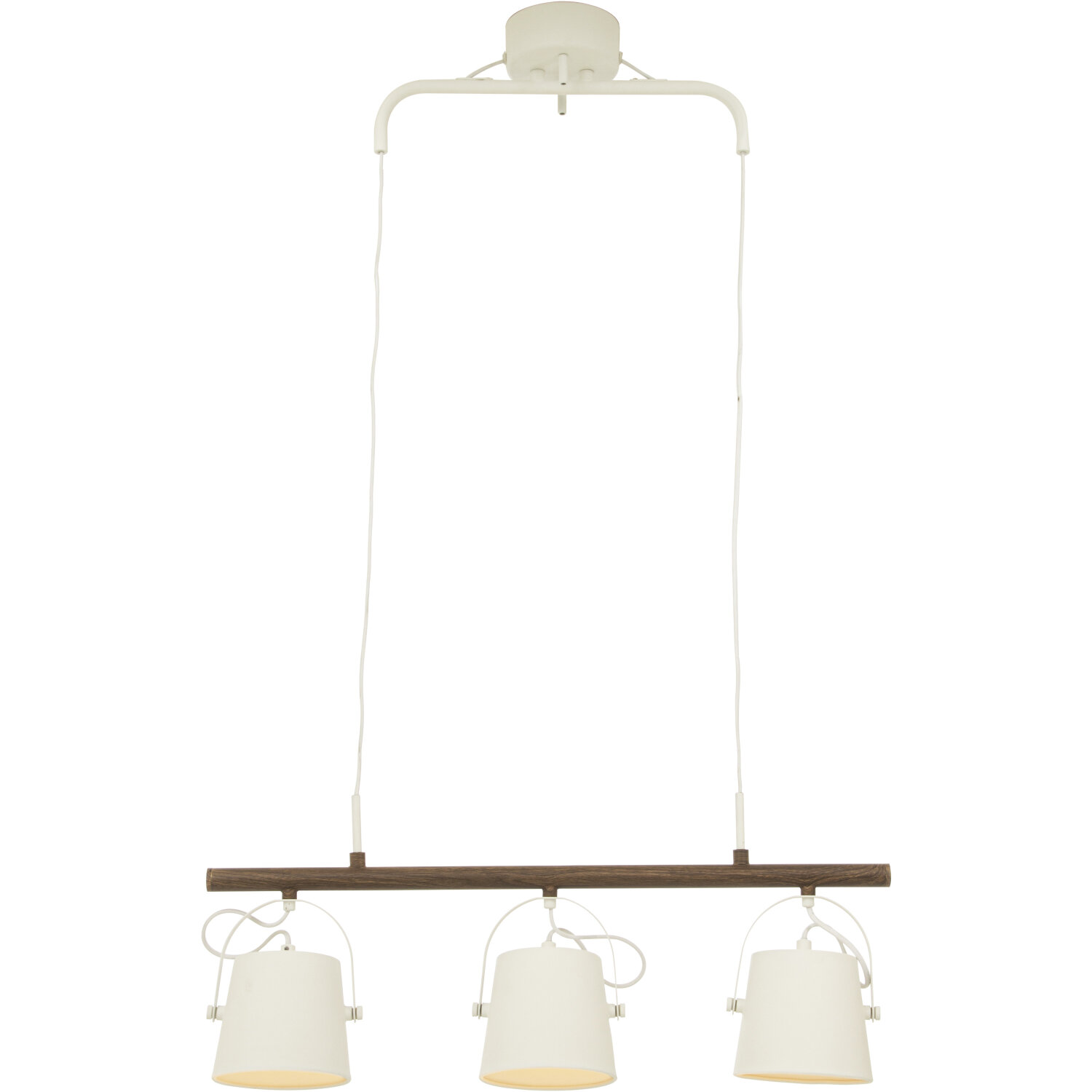 Taklampa aneta lighting - Espresso 3 a. vit brunt trä sockel e27 brun metall