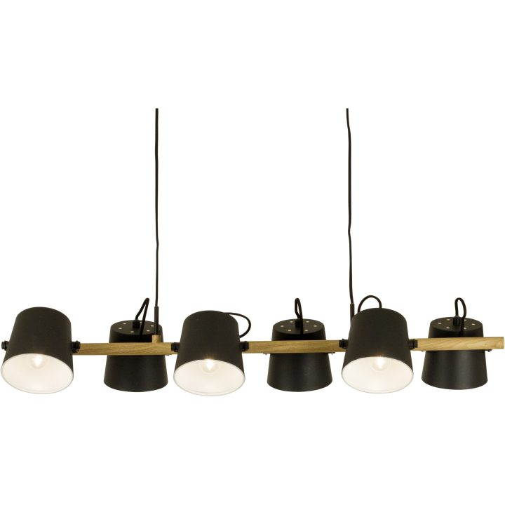 Espresso Taklampa 6:a, Svart/trä ANETA HOME Sockel E27 Svart /Trä – bild 3