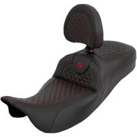 Extended Reach Roadsofa Seat - Dragon Scale - Red Stitch - with Backrest - FLH/FLT 08-25