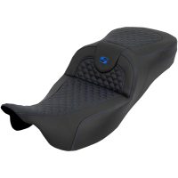 Extended Reach RoadSofa Seat - Dragon Scale - w/o Backrest - Blue Stitch - FLH/FLT 08-25